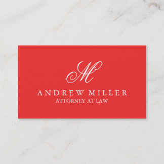 Tarjeta De Visita Monograma rojo profesional elegante