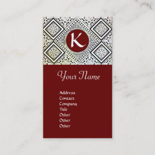 TARJETA DE VISITA MONOGRAMA ROMANO DE ÁAGO NEGRO Y BLANCO DAMASK