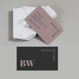 Tarjeta De Visita Monograma rosa antiguo gris profesional Monograma 