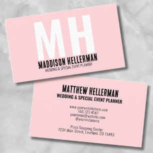 Tarjeta De Visita Monograma Rosa Beige Minimalista Moderno