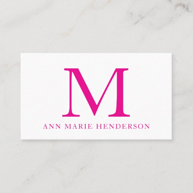 Tarjeta De Visita Monograma rosa caliente (Anverso)