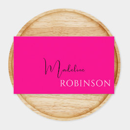 Tarjeta De Visita Monograma Rosa Caliente Elegante Feminino Minimali