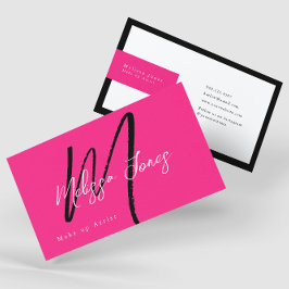 Tarjeta De Visita Monograma rosa caliente y negro elegante Minimalis