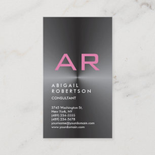 Tarjeta De Visita Monograma rosa de moda gris vertical femenino