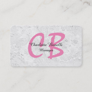Tarjeta De Visita Monograma rosa de pared gris femenina profesional
