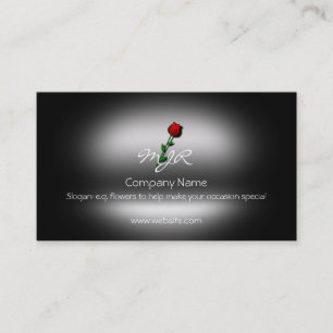 Tarjeta De Visita Monograma, Rosa de un solo tallo, efecto metálico