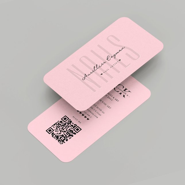 Tarjeta De Visita Monograma rosa del artista de las uñas moderno Sal (Modern Nail Artist Nail Salon Pastel Pink Monogram Business Card
)