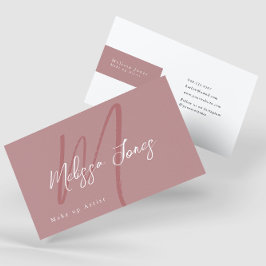 Tarjeta De Visita Monograma Rosa Mauve Elegante Inicial Minimalista