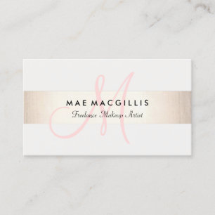 Tarjeta De Visita Monograma rosa simple FAUX moderno con bandas de o