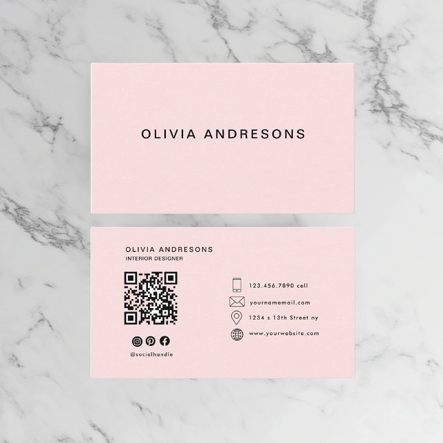 Tarjeta De Visita Monograma rosa y nombre personalizado | Personaliz (Subido por el creador)