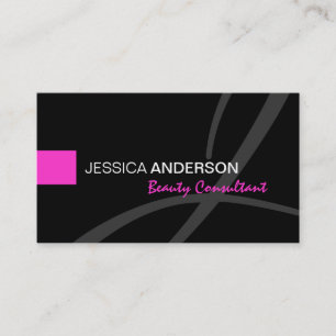 Tarjeta De Visita Monograma rosado y negro elegante elegante