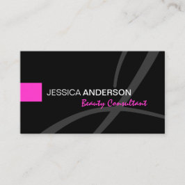Tarjeta De Visita Monograma rosado y negro elegante elegante