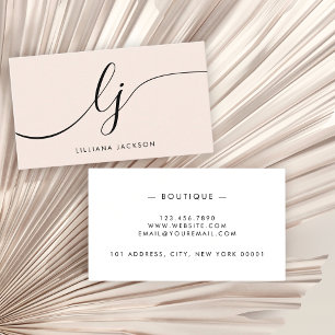 Tarjeta De Visita Monograma Rubor Rosa Moderno Feminina Minimalista