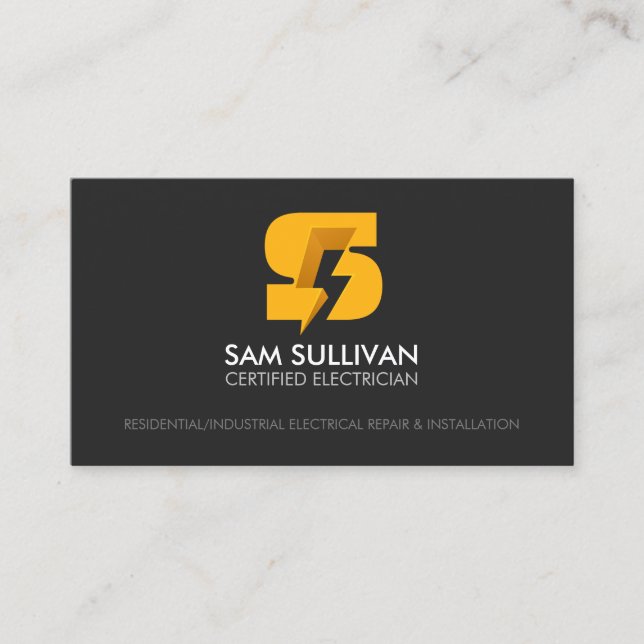 Tarjeta De Visita Monograma S de contratista eléctrico (Anverso)