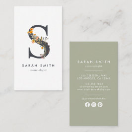 Tarjeta De Visita Monograma S de flor silvestre