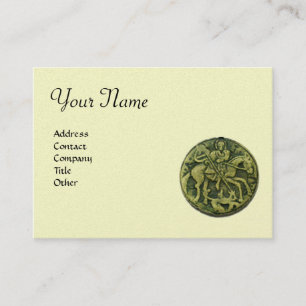 Tarjeta De Visita Monograma SAINT GEORGE y DRAGON, metal dorado