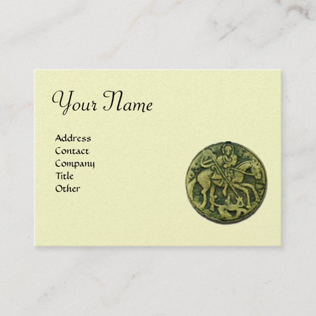 Tarjeta De Visita Monograma SAINT GEORGE y DRAGON, metal dorado (Anverso)