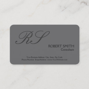 Tarjeta De Visita Monograma Sencillo Moderno Gris Elegante Simple