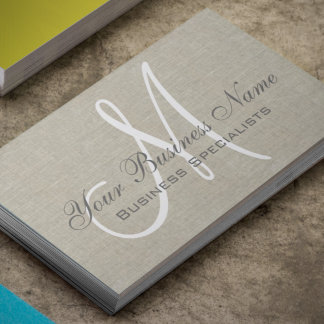 Tarjeta De Visita Monograma sencillo sencillo de color beige