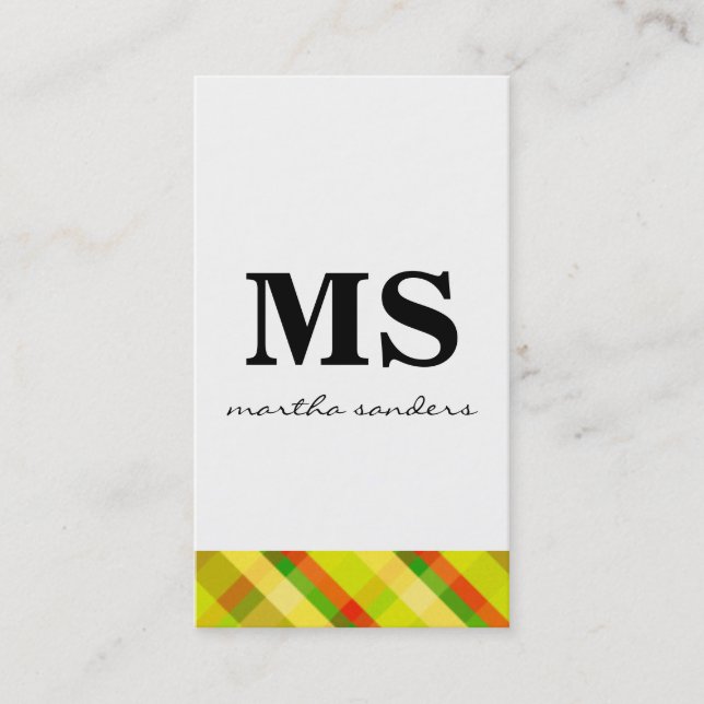Tarjeta De Visita Monograma Serif Argyle de acento (Anverso)