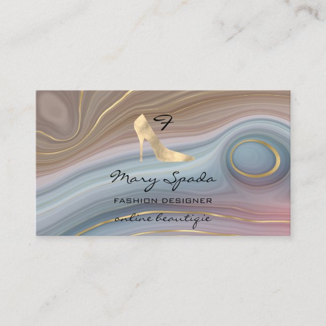 Tarjeta De Visita Monograma Shoes Faux Gold Heels Tienda QR (Anverso)