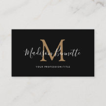 Monograma simple de escritura de oro negro