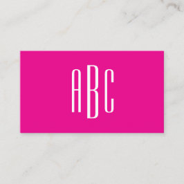 Tarjeta De Visita Monograma Simple de Tres Letras en Rosa Caliente y