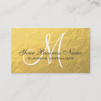 Tarjeta De Visita Monograma simple dorado gris blanco