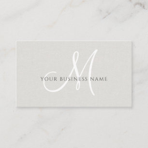 Tarjeta De Visita Monograma simple minimalista de lino cáscara de hu