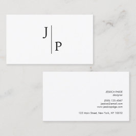 Tarjeta De Visita Monograma simple profesional moderno blanco