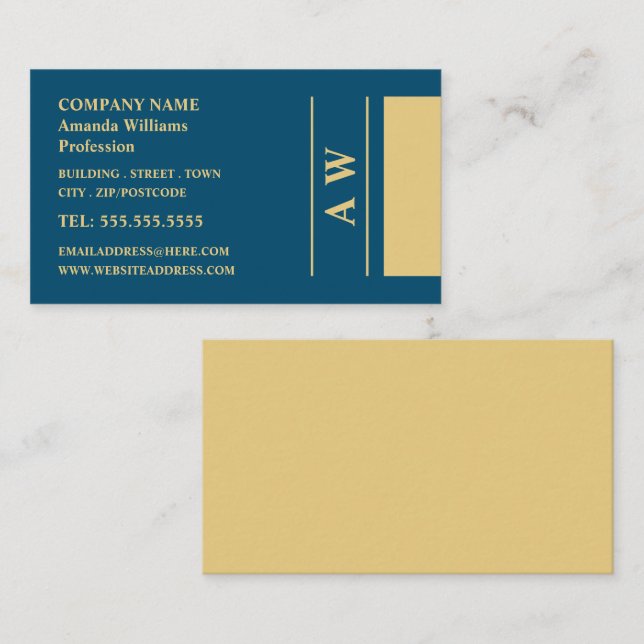 Tarjeta De Visita Monograma simplista, Minimalista (Anverso / Reverso)