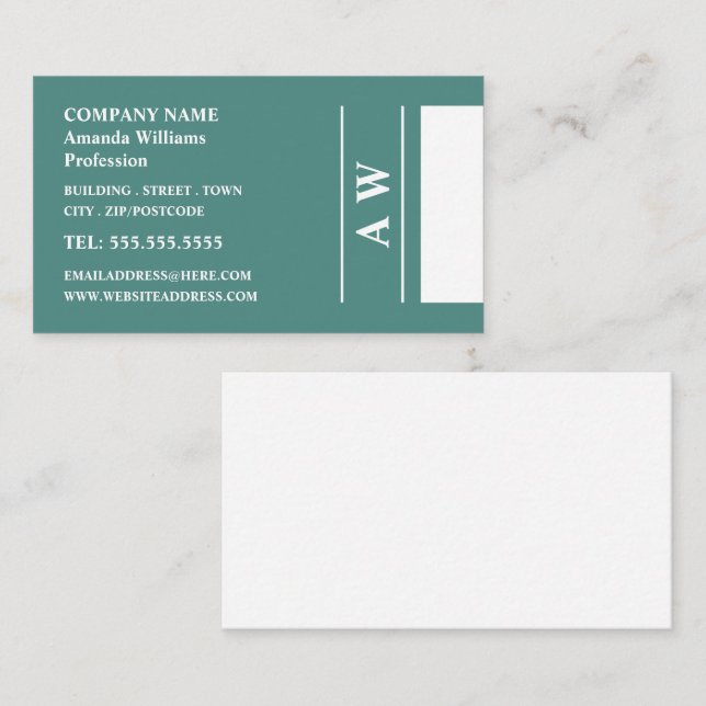 Tarjeta De Visita Monograma simplista, Minimalista (Anverso / Reverso)