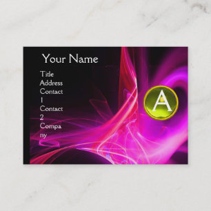 Tarjeta De Visita MONOGRAMA SWIRLGEM negro rosa amarillo violeta vib