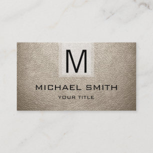 Tarjeta De Visita Monograma texturado de cuero de almendro