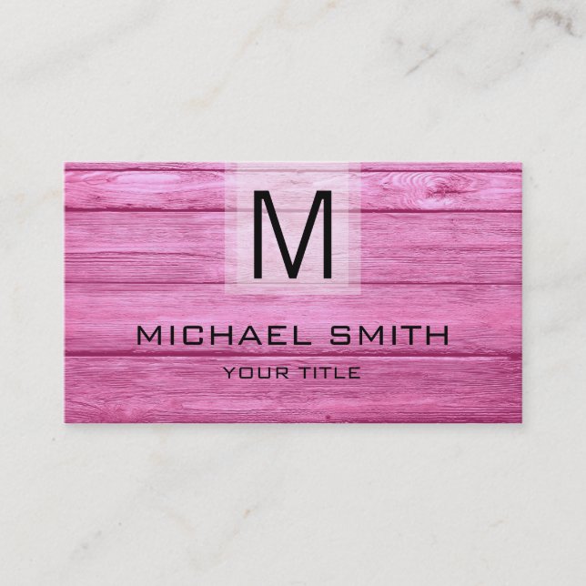 Tarjeta De Visita Monograma texturizado de madera profesional (Anverso)