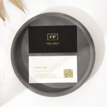 Monograma Tipografía de oro de línea negra minimal