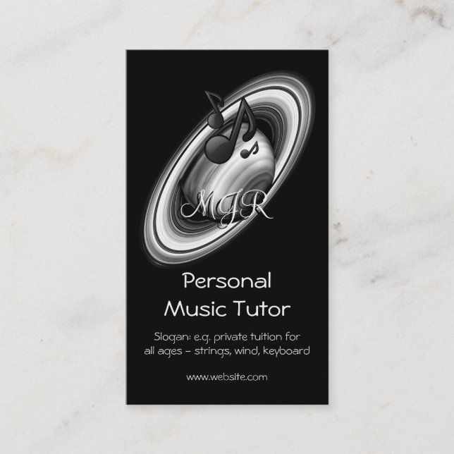 Tarjeta De Visita Monograma, Tutor de música, anillos de saturación  (Anverso)
