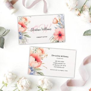 Tarjeta De Visita Monograma único de acuarela floral