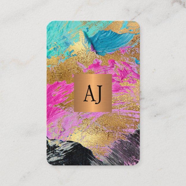 Tarjeta De Visita Monograma único de pintura moderna monogramado (Anverso)