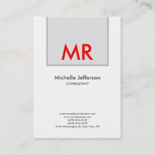 Tarjeta De Visita Monograma único elegante de color rojo gris de cal