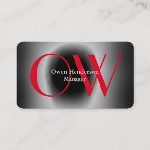 Tarjeta De Visita Monograma único gris negro rojo