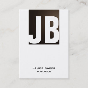 Tarjeta De Visita Monograma único sepia blanco vertical plano