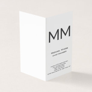 Tarjeta De Visita Monograma único simple negro y blanco