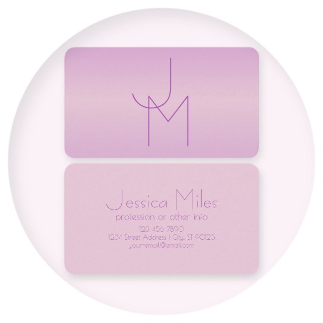 Tarjeta De Visita Monograma único superpuesto | Lavanda suave rosa (Subido por el creador)