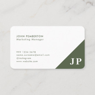 Tarjeta De Visita Monograma verde de estilo moderno