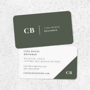 Tarjeta De Visita Monograma verde de estilo moderno