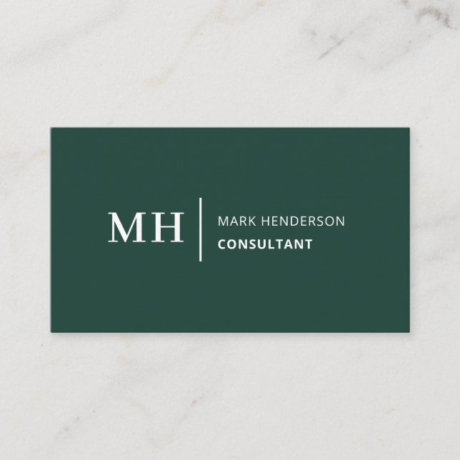 Tarjeta De Visita Monograma verde esmeralda Moderno trendy (Anverso)