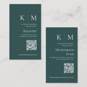 Tarjeta De Visita Monograma verde esmeralda-Registro de Bodas modern