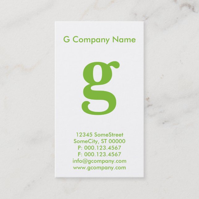 Tarjeta De Visita monograma verde grande (Anverso)