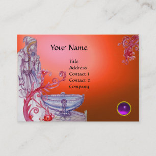 Tarjeta De Visita monograma VIVIEN gema naranja blanco morado